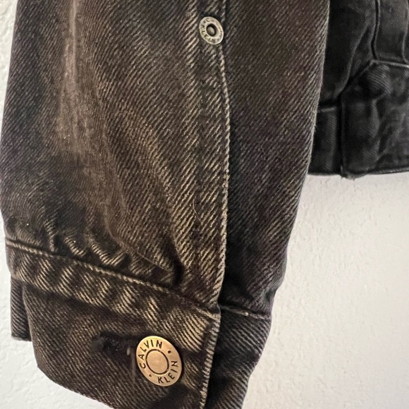 VTG Men’s Large 80s Calvin Klein Black Jean Jacket Core Basics MTV Clubbing - Picture 8 of 9